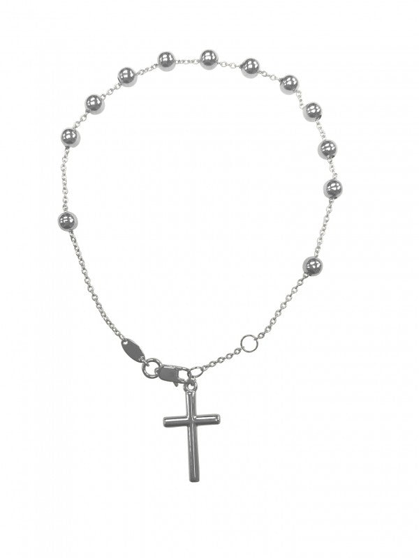 10K WHITE GOLD ROSARY BRACELET