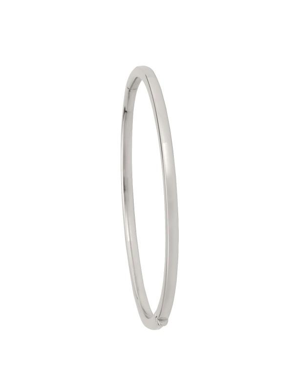 WHITE GOLD SQUARE TUBE HIGH POLISH HOLLOW BANGLE