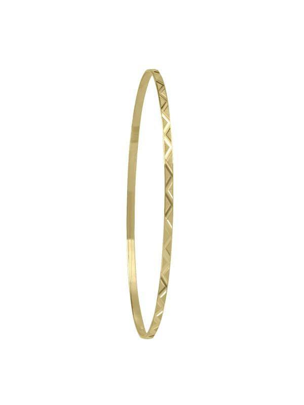 2MM YELLOW GOLD DIAMOND CUT SLIP ON BANGLE
