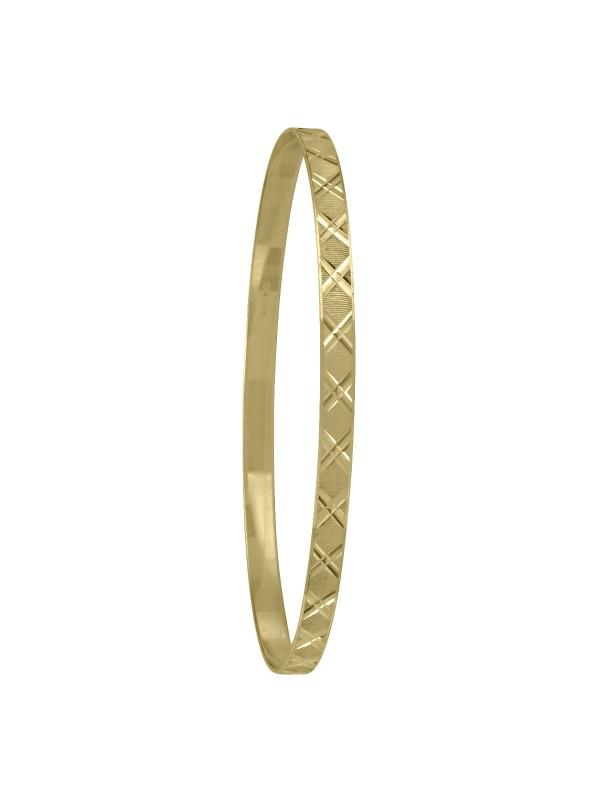 4MM YELLOW GOLD DIAMOND CUT SLIP ON BANGLE