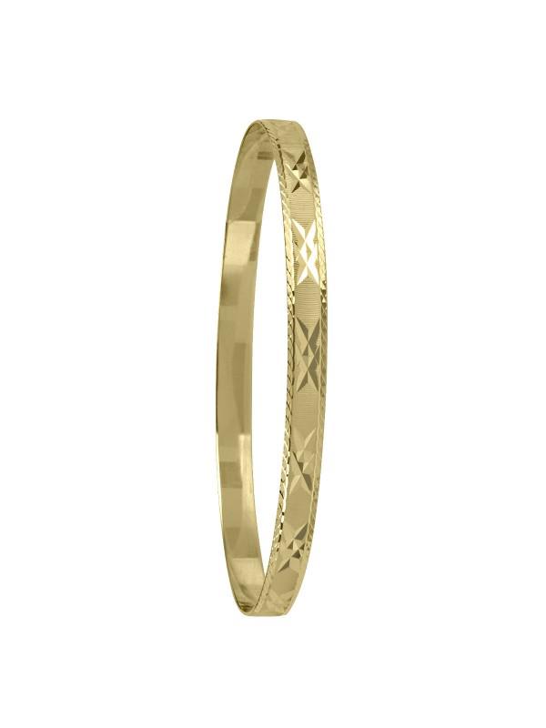 5MM YELLOW GOLD DIAMOND CUT SLIP ON BANGLE