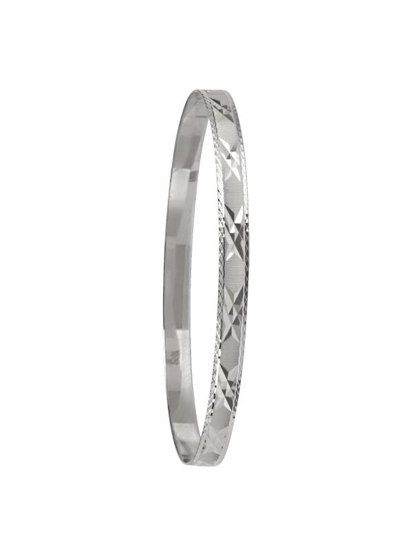 5MM WHITE GOLD DIAMOND CUT SLIP ON BANGLE