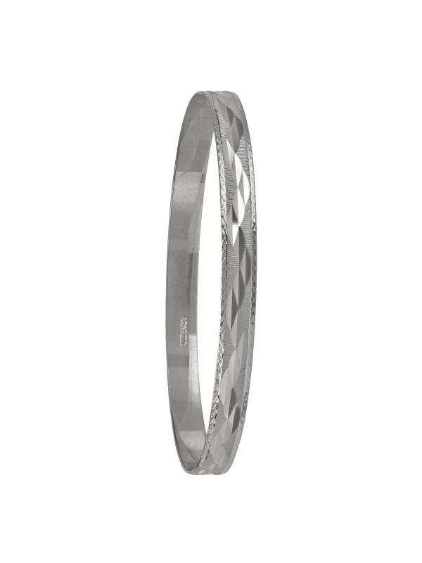 6MM WHITE GOLD DIAMOND CUT SLIP ON BANGLE