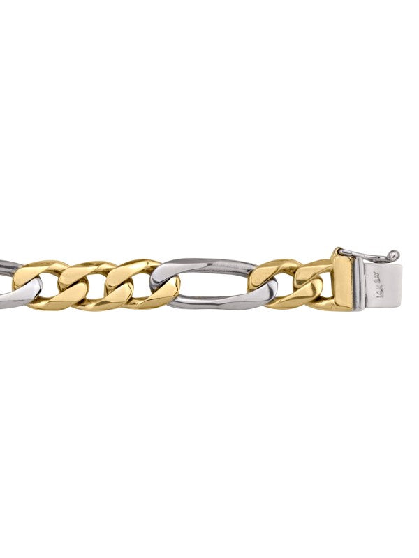 N2302 - TWO TONE GOLD SOLID LINK BRACELET
