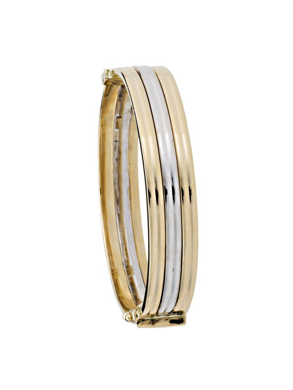N5732 - TWO TONE RIBBED HOLLOW BANGLE