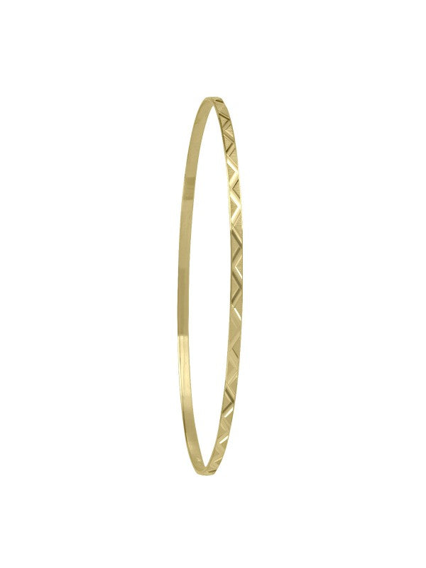 N5901 - 2MM YELLOW GOLD DIAMOND CUT SLIP ON BANGLE