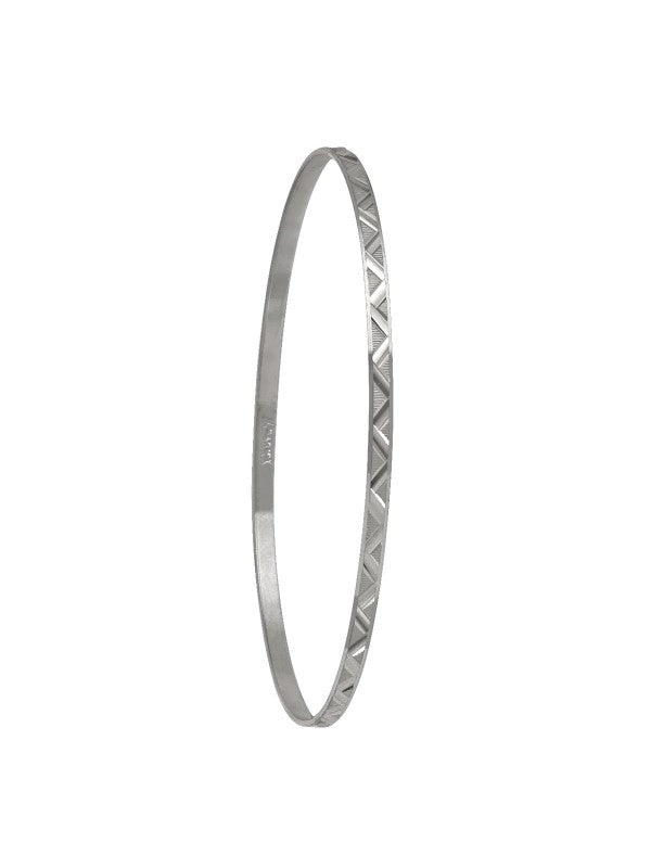 N5901W - 2MM WHITE GOLD DIAMOND CUT SLIP ON BANGLE