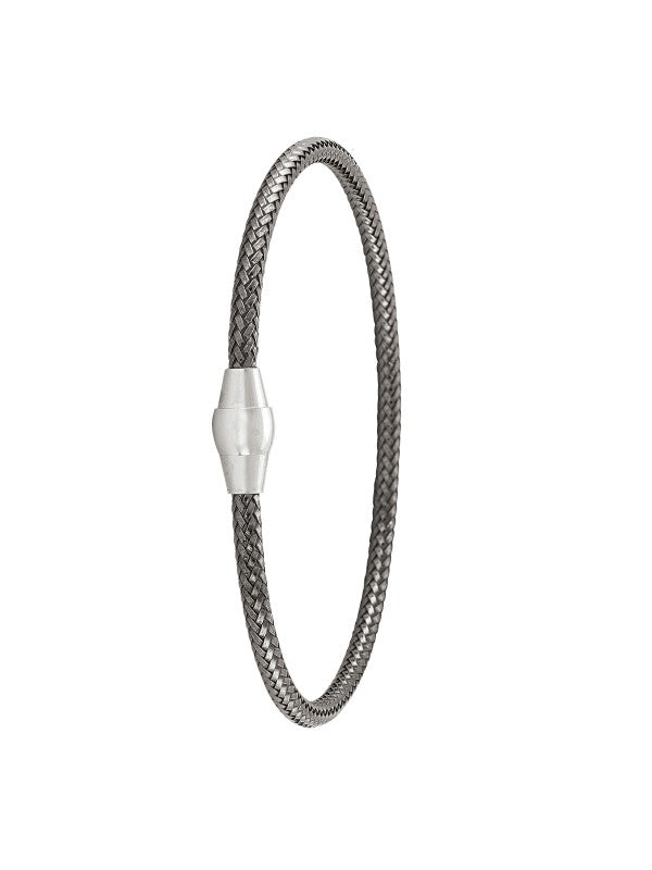 SG86 - STERLING SILVER BLACK RHODIUM MAGNETIC CLASP BANGLE