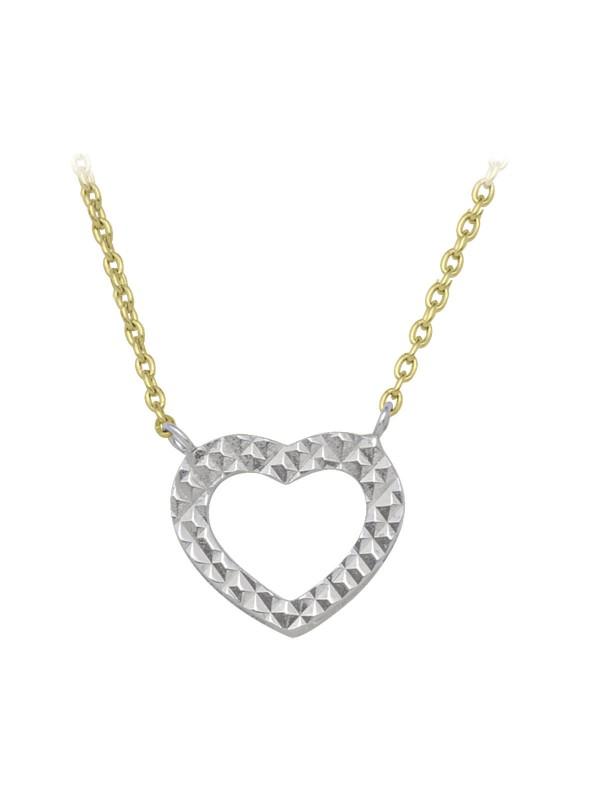 TECA161 - TWO TONE OPEN HEART NECKLACE