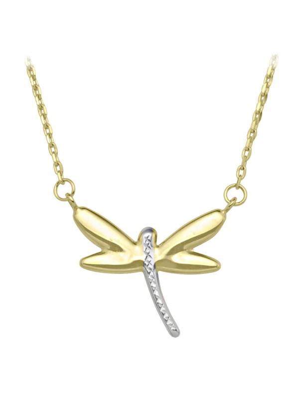 TECA164 - TWO TONE DRAGONFLY NECKLACE