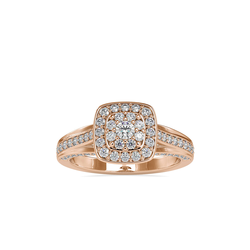 SKU: 0001 (18K) Rose Gold Double Halo Split Shank Engagement Ring