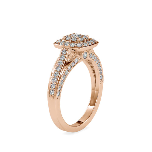 SKU: 0001 (14K) Rose Gold Double Halo Split Shank Engagement Ring