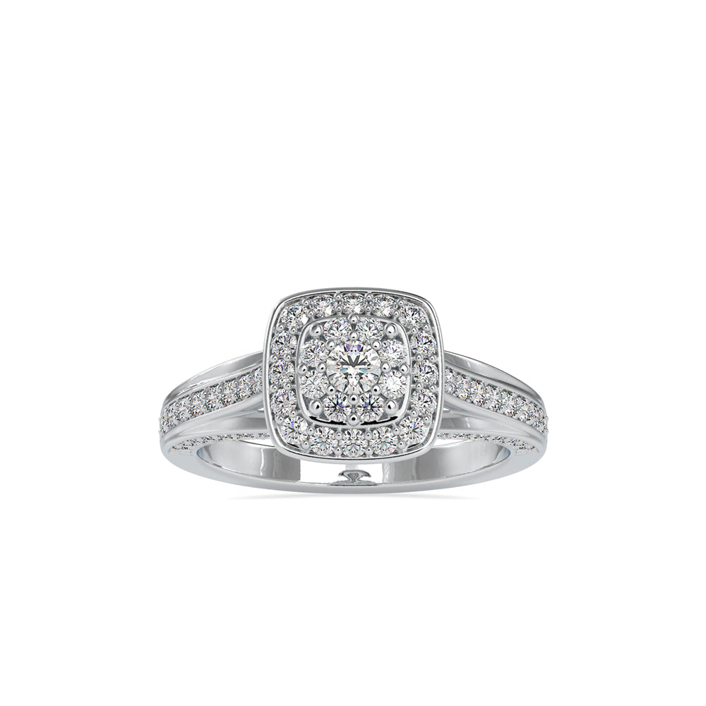 White Gold Double Halo Split Shank Engagement Ring