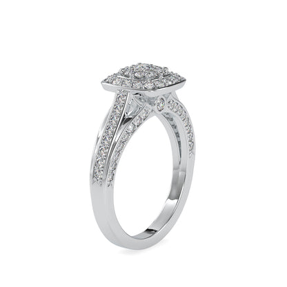 White Gold Double Halo Split Shank Engagement Ring