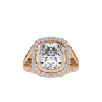 SKU: 0002 (22K) Cushion  Diamond Halo With V Shank  Engagment Ring in Rose Gold
