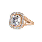 SKU: 0002 (22K) Cushion  Diamond Halo With V Shank  Engagment Ring in Rose Gold