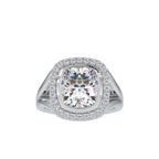 SKU: 0002 (22K) Cushion  Diamond Halo With V Shank  Engagment Ring in Rose Gold