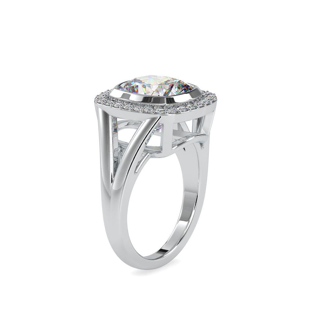 SKU: 0002 (10K) Cushion  Diamond Halo With V Shank  Engagment Ring in Rose Gold