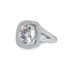 SKU: 0002 (22K) Cushion  Diamond Halo With V Shank  Engagment Ring in Rose Gold