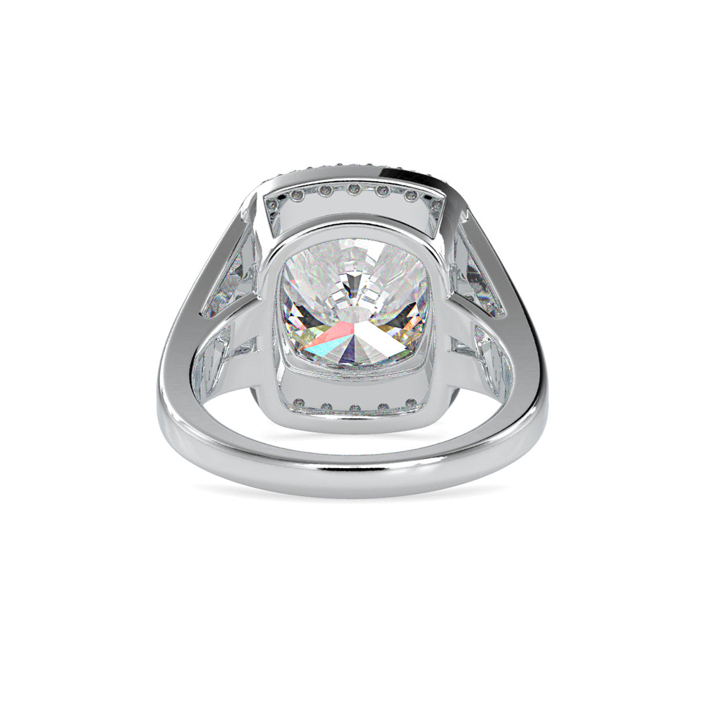 SKU: 0002 (14K) Cushion  Diamond Halo With V Shank  Engagment Ring in Rose Gold