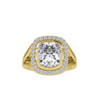 SKU: 0002 (18K) Cushion  Diamond Halo With V Shank  Engagment Ring in Rose Gold