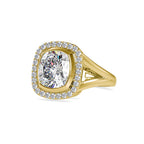 SKU: 0002 (18K) Cushion  Diamond Halo With V Shank  Engagment Ring in Rose Gold