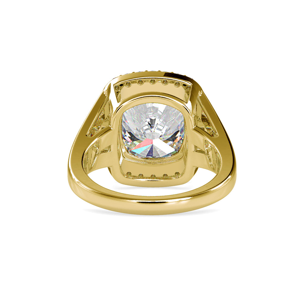 SKU: 0002 (10K) Cushion  Diamond Halo With V Shank  Engagment Ring in Rose Gold