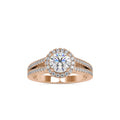 SKU: 0004 (10K) RBC Diamond Halo Split-Shank Engagment Ring in Rose Gold.