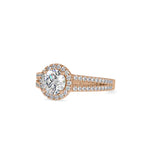 SKU: 0004 (10K) RBC Diamond Halo Split-Shank Engagment Ring in Rose Gold.