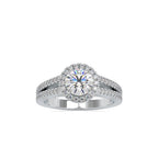 SKU: 0004 (18K) RBC Diamond Halo Split-Shank Engagment Ring in Rose Gold.