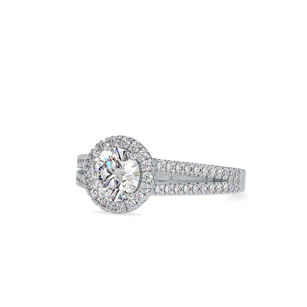 SKU: 0004 (14K) RBC Diamond Halo Split-Shank Engagment Ring in Rose Gold.