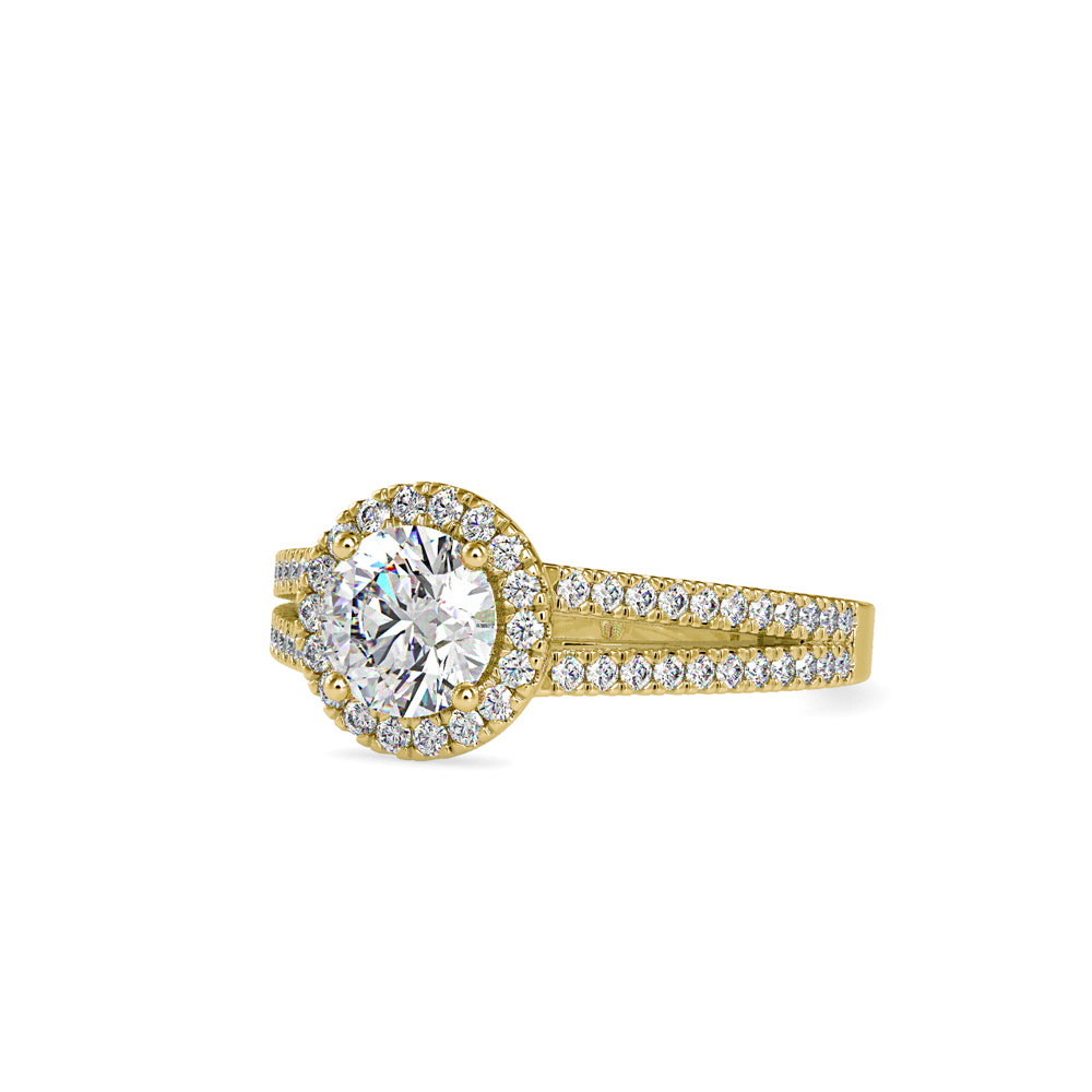 SKU: 0004 (14K) RBC Diamond Halo Split-Shank Engagment Ring in Rose Gold.