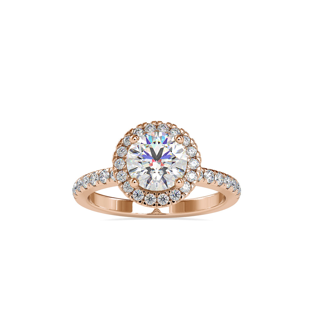 SKU: 0005 (14K) Round Diamond Engagment Ring in Rose Gold.