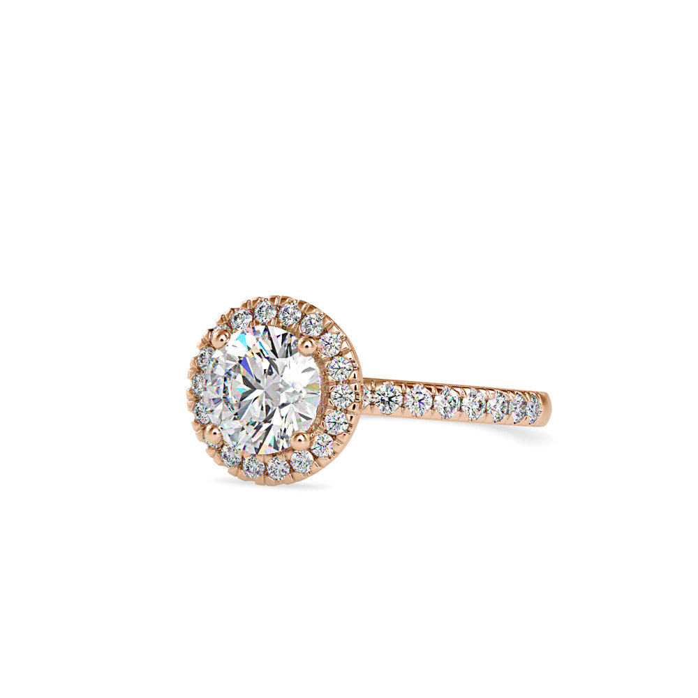 SKU: 0005 (14K) Round Diamond Engagment Ring in Rose Gold.
