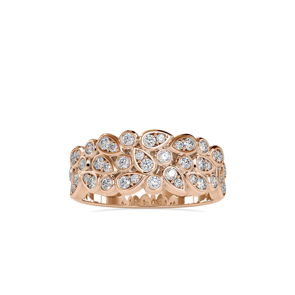 SKU: 0009 (10K) Cascading Diamond Ring in Rose Gold.