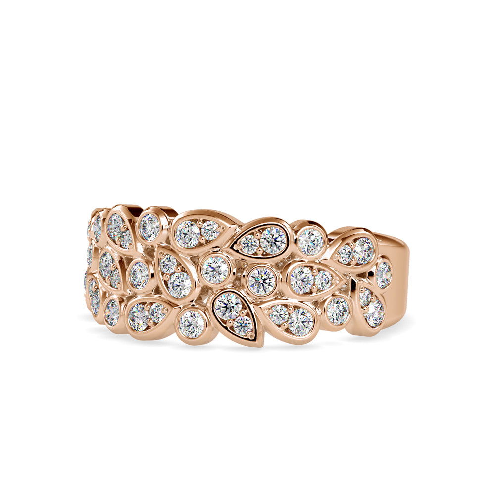SKU: 0009 (14K) Cascading Diamond Ring in Rose Gold.