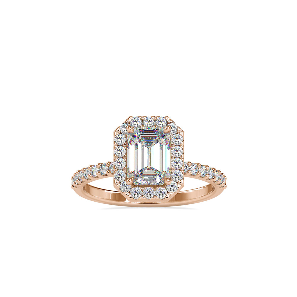 SKU: 0010 (14K) Emerald  Diamond Halo Engagment Ring .