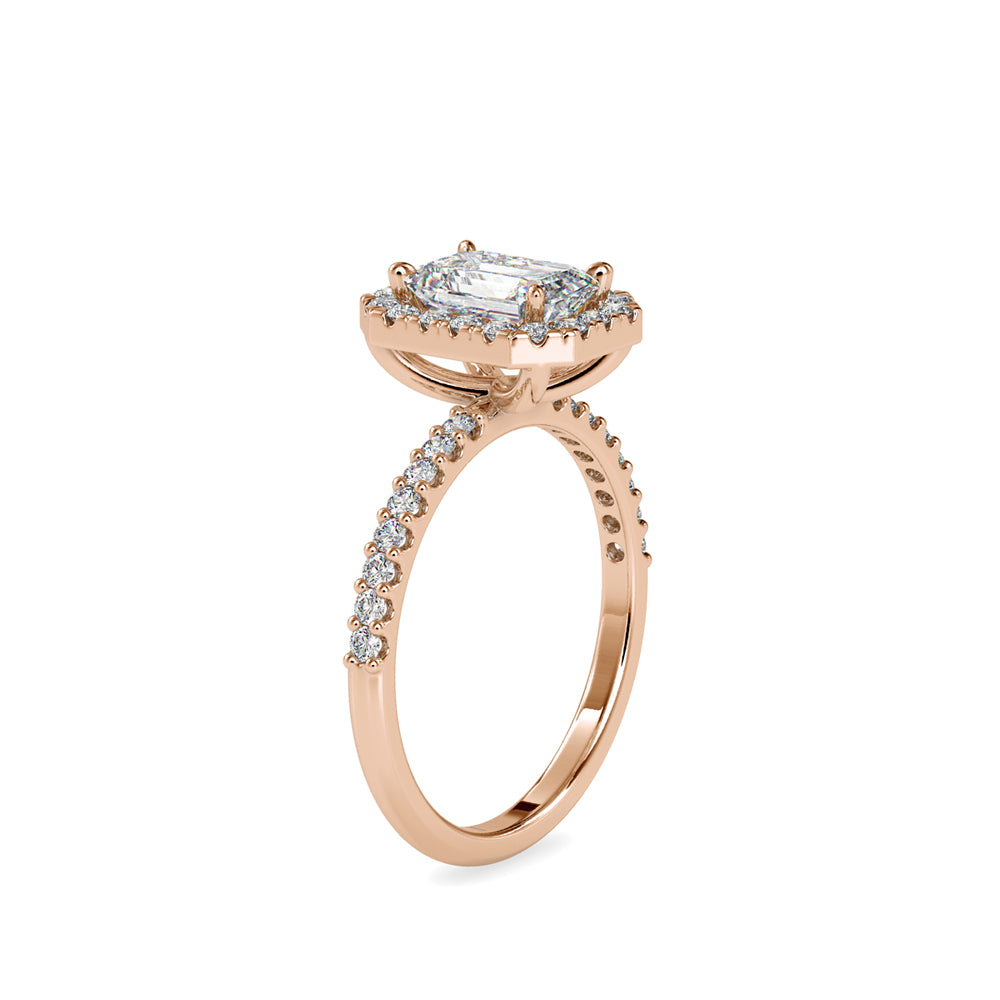 SKU: 0010 (10K) Emerald  Diamond Halo Engagment Ring .