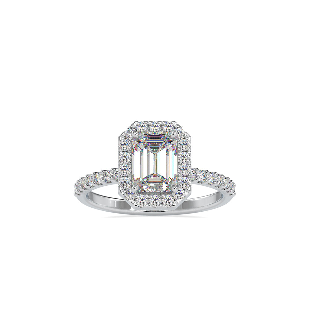 SKU: 0010 (14K) Emerald  Diamond Halo Engagment Ring .