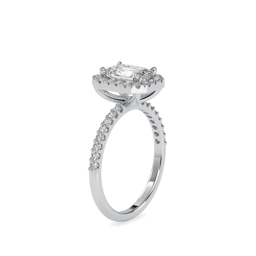 SKU: 0010 (14K) Emerald  Diamond Halo Engagment Ring .