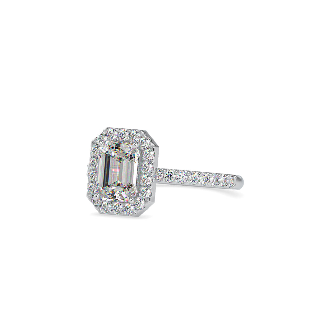 SKU: 0010 (18K) Emerald  Diamond Halo Engagment Ring .