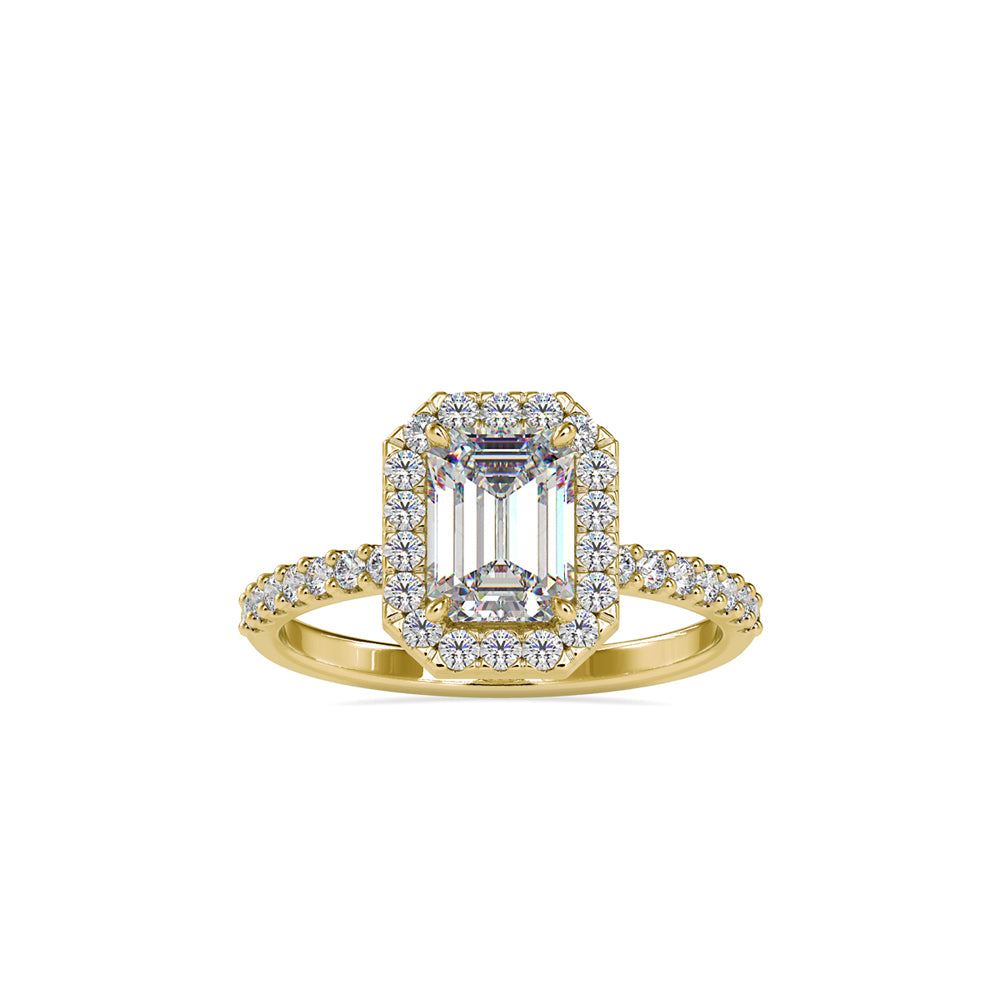 SKU: 0010 (14K) Emerald  Diamond Halo Engagment Ring .