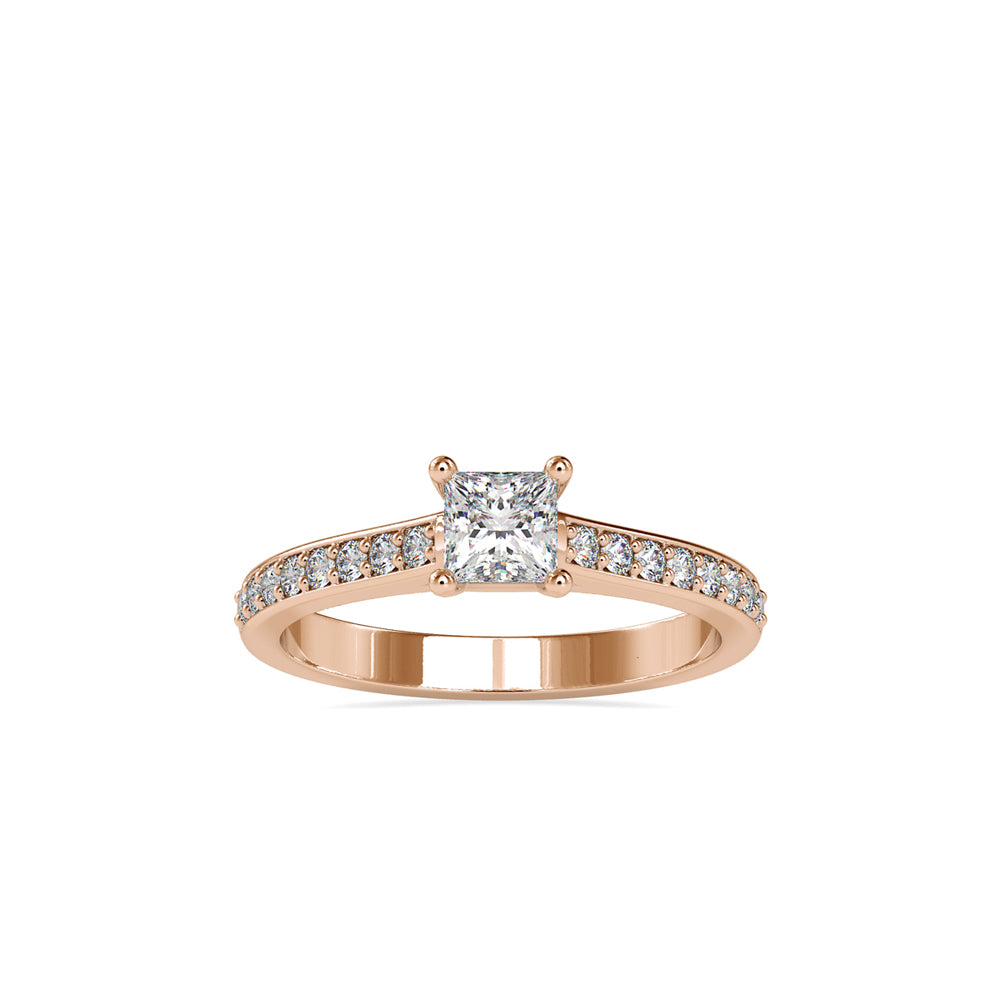SKU: 0011 (10K) Princess Diamond Split Shank Engagment Ring in Rose Gold.