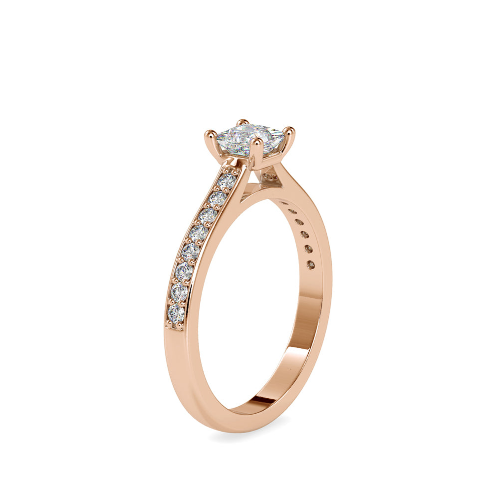 SKU: 0011 (10K) Princess Diamond Split Shank Engagment Ring in Rose Gold.