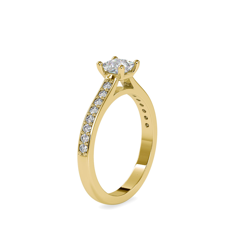 SKU: 0011 (10K) Princess Diamond Split Shank Engagment Ring in Rose Gold.