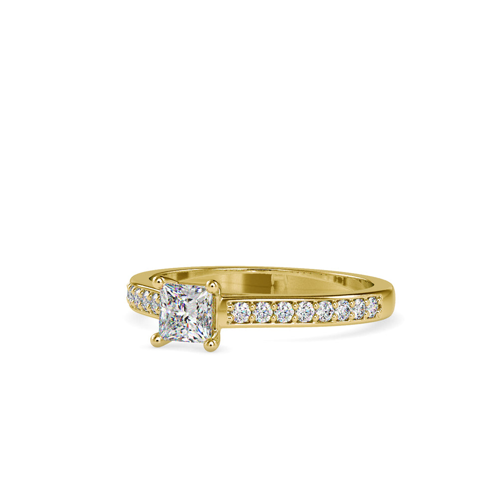 SKU: 0011 (14K) Princess Diamond Split Shank Engagment Ring in Rose Gold.