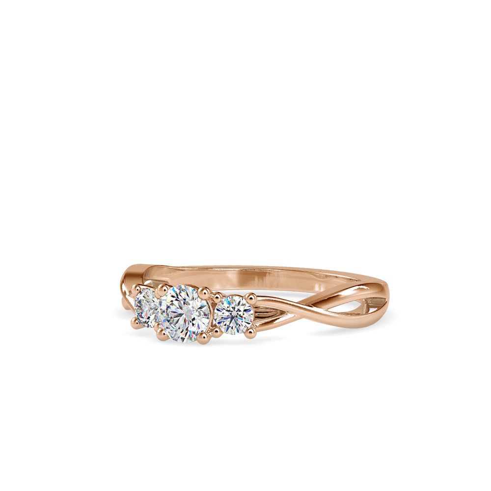 SKU: 0012 (22K) Three Stone Twisted Engagment Ring in Rose Gold.