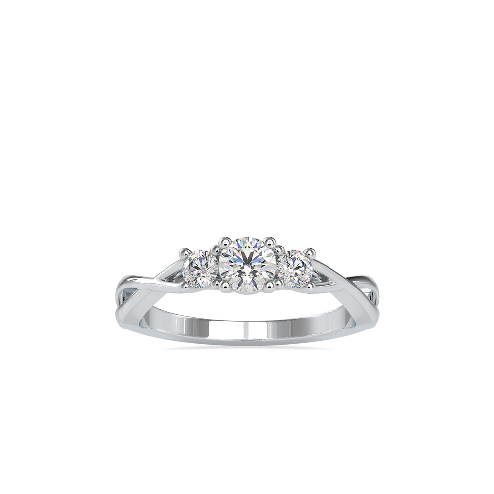 SKU: 0012 (10K) Three Stone Twisted Engagment Ring in Rose Gold.