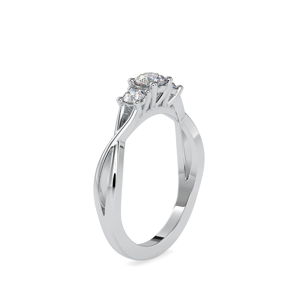 SKU: 0012 (18K) Three Stone Twisted Engagment Ring in Rose Gold.
