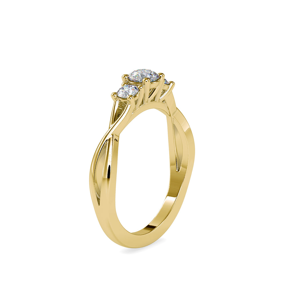 SKU: 0012 (10K) Three Stone Twisted Engagment Ring in Rose Gold.